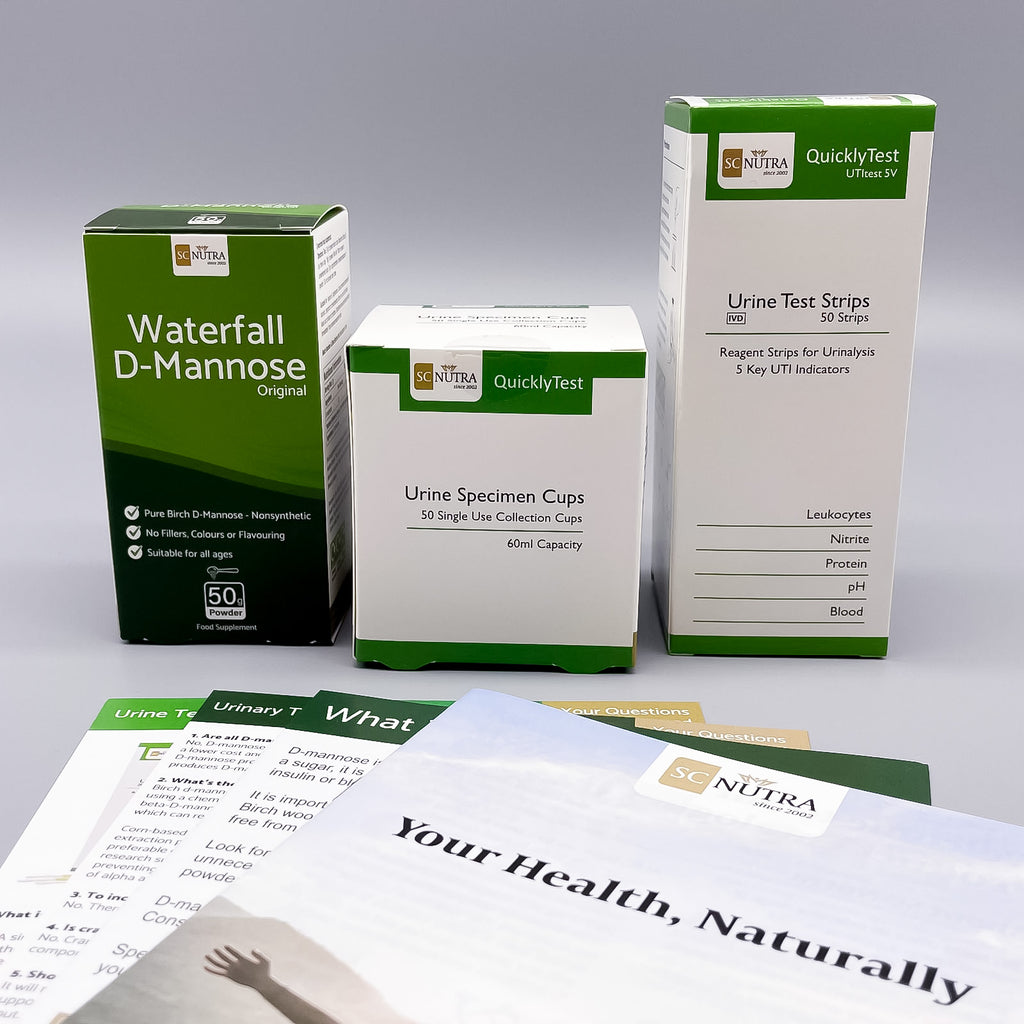 Bundle Waterfall D Mannose UTI test strips & Collection Cups