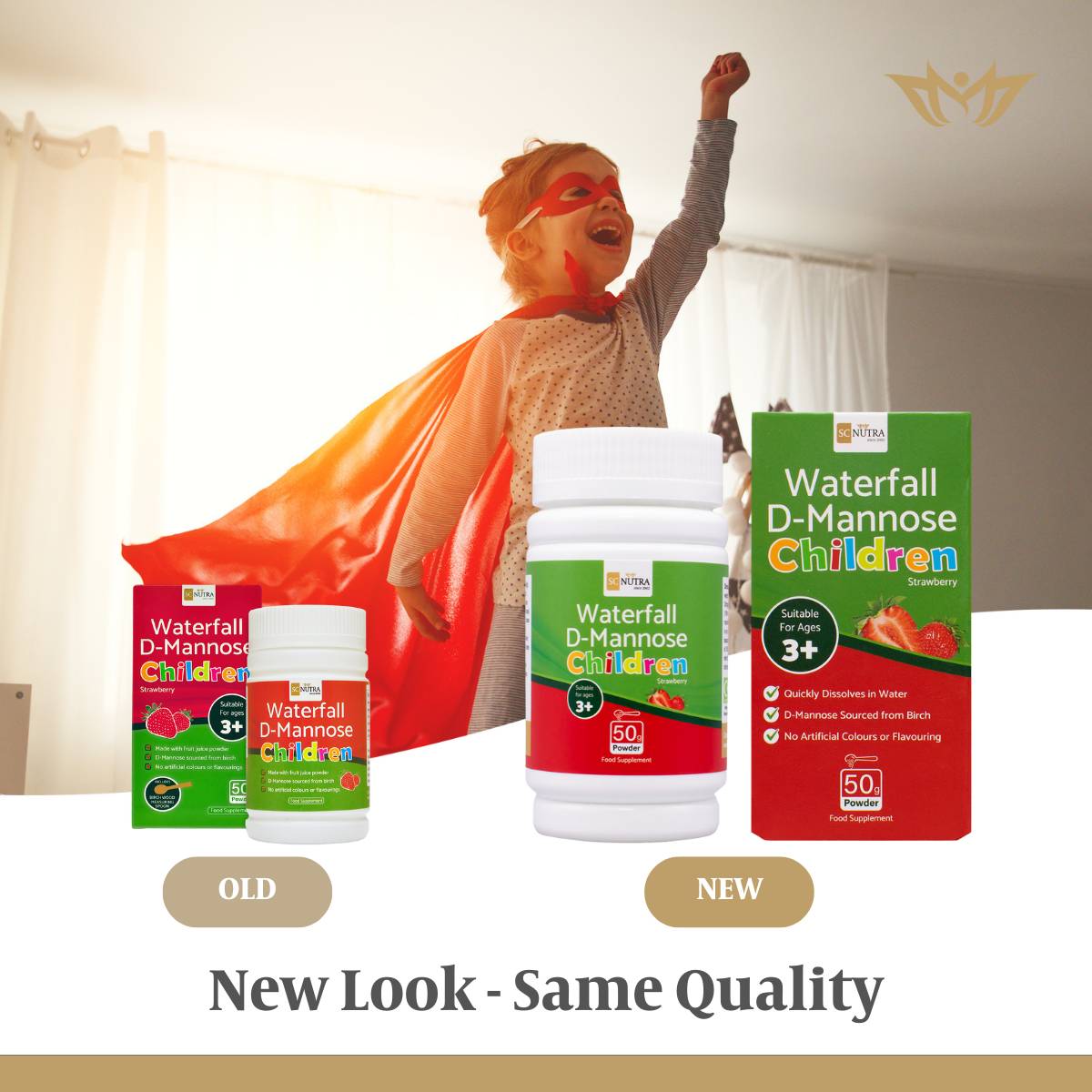 SC Nutra – New Look, Same Quality slide. Show differences from old packaging to new.