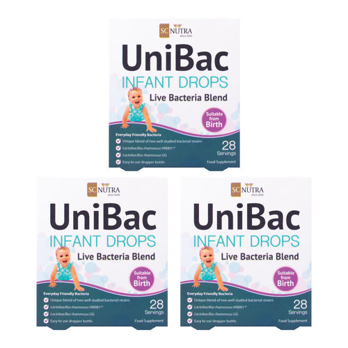 UniBac Infant Drops Bundle. 3 x UniBac Infant Drops Live Bacteria Blend. 3 for 2 Bundle.
