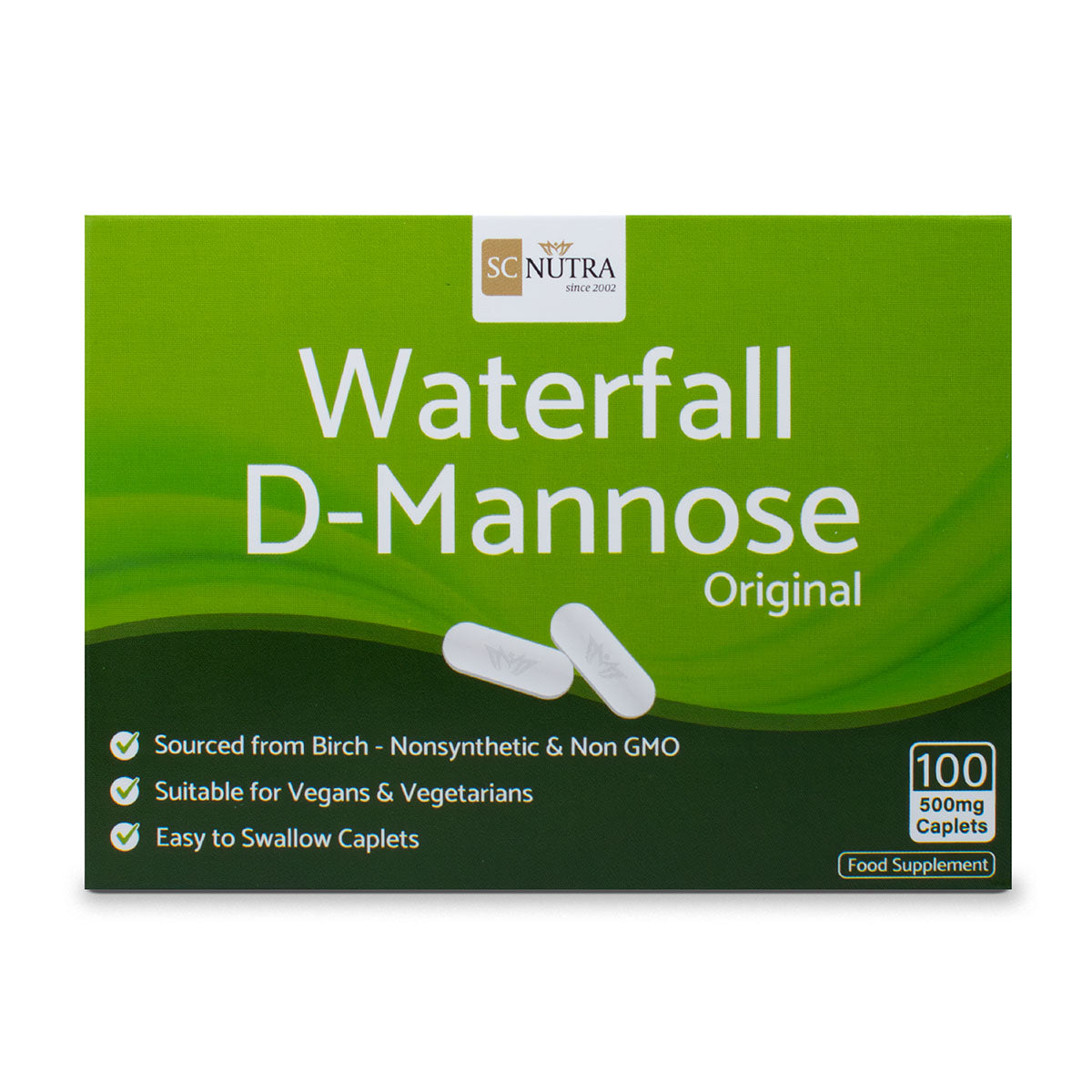 Waterfall D-Mannose 500mg Caplets Box Front