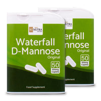 Waterfall D-Mannose 500mg Caplets travel friendly dispensers.