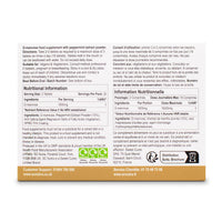 Waterfall D-Mannose Mints back of box. Featuring, Directions, Suitable for, Nutritional information, & Sweet Cures Limited manufacturer.