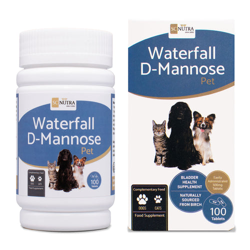 Waterfall D-Mannose Pet Tablets for dogs, large cats and household pets. Complementary feed naturally source from birch. Bladder Health Supplement.