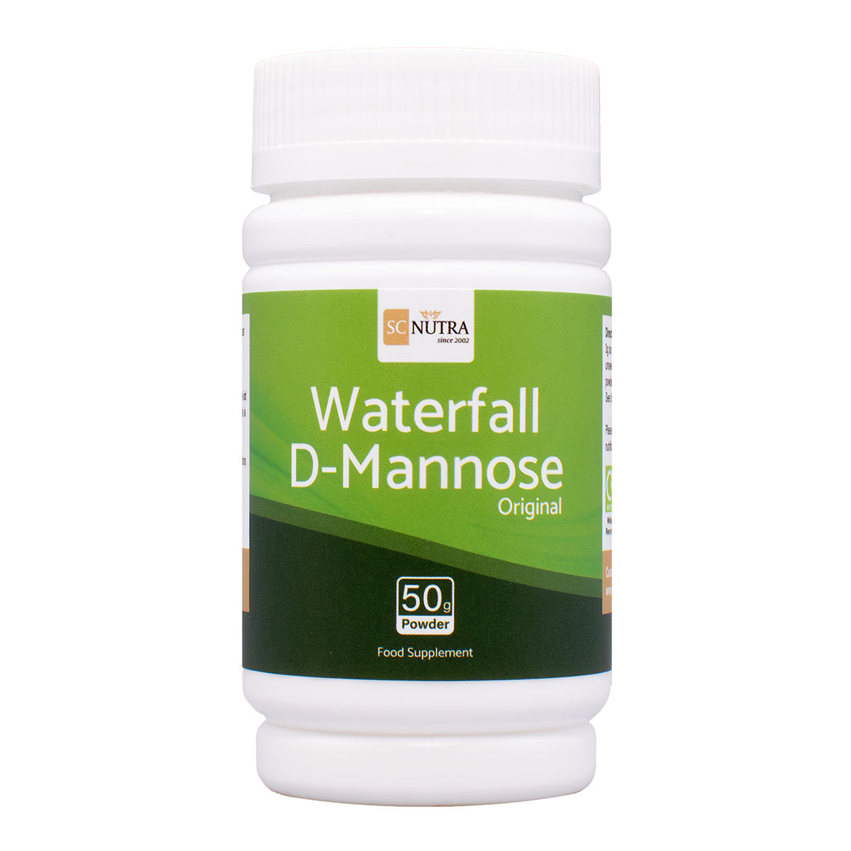 SC Nutra Waterfall D-Mannose Original Powder box tub front.