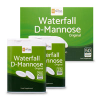 Waterfall D-Mannose Tablets 1000mg. Slimline 1000mg tablets. Box & Dispensers.