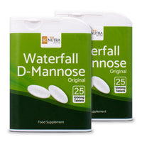Waterfall D-Mannose Tablets 1000mg. Two pocket-sized travel dispensers per pack. D-mannose is a food supplement. 