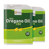Wild Oregano Oil C80 travel friendly dispensers – two per pack. Flip top, pocket sized and fully recyclable. 