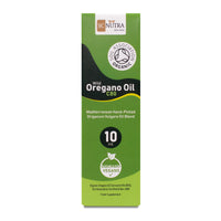 Wild Oregano Oil C80 10ml box front. Mediterranean Hand-Picked Origanum Vulgare Oil Blend. Suitable for Vegans.