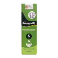 Wild Oregano Oil C80 5ml box front. Mediterranean Hand-Picked Origanum Vulgare Oil Blend. Suitable for Vegans.