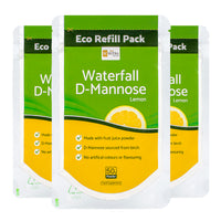 3 x Waterfall D-Mannose Lemon Powder Eco Refill Pack Bundle. 3 for 2 Bundle.