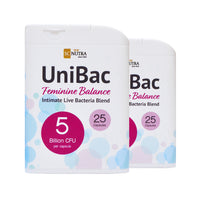 UniBac Feminine Balance dispensers, two fully recyclable travel friendly dispensers per pack. 